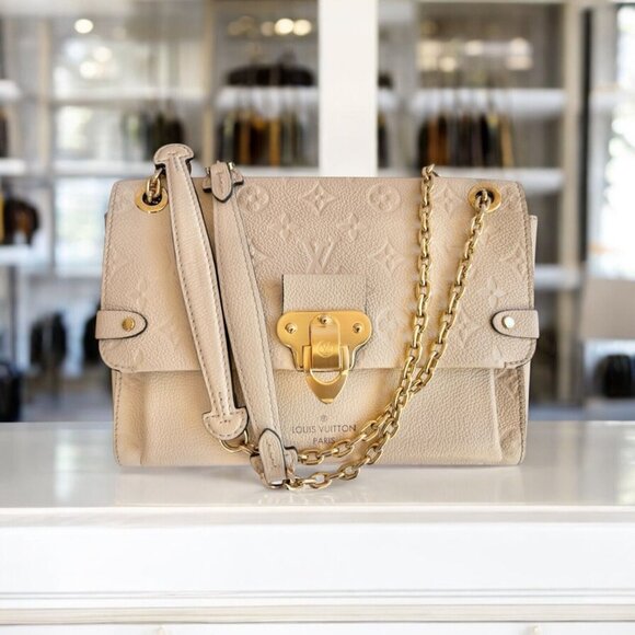 LOUIS VUITTON Empreinte Vavin Neige LV Cream Chain Shoulder Leather +Dust Bag - Picture 1 of 16